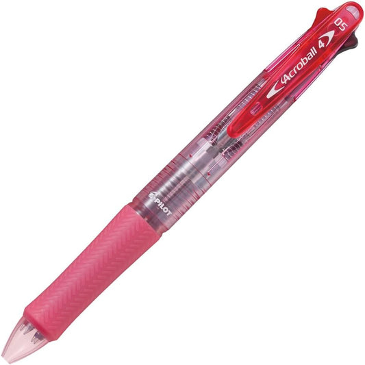 Pilot 4 Colors Ballpoint Pen, Acroball 4 Extra Fine, Black, Red, Blue & Green (BKAB-45EF-CSP) (Pink + Refill Set)