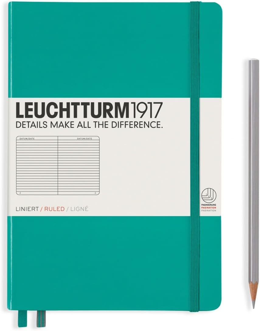 LEUCHTTURM1917 - Notebook Hardcover Medium A5-251 Numbered Pages for Writing and Journaling (Navy, Ruled)