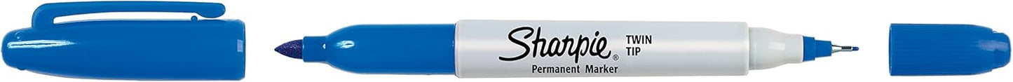 Sharpie Twin Tip Permanent Markers, Fine and Ultra Fine, Black, 12 Count