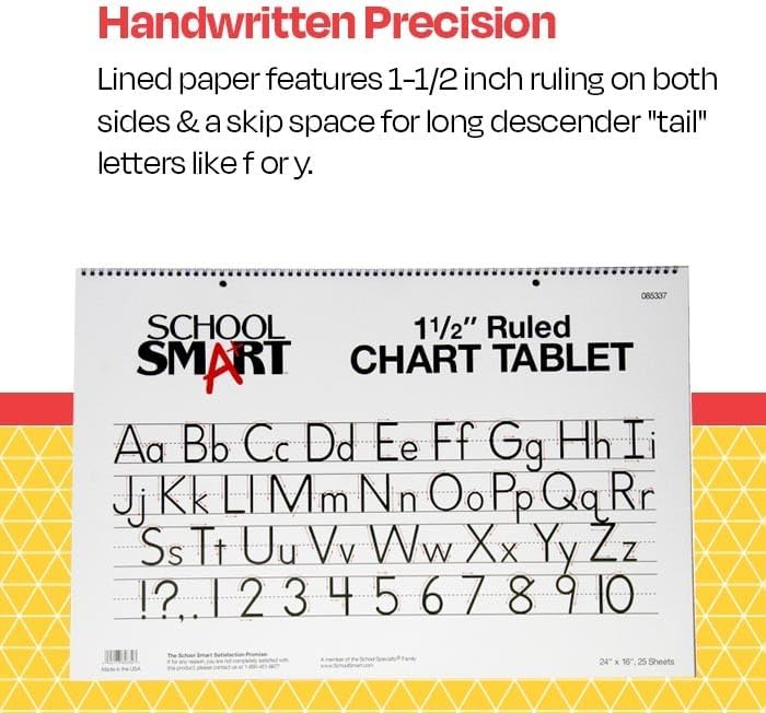 School Smart Chart Tablet, 24 x 16 Inches, 1 Inch Rule, 25 Sheets