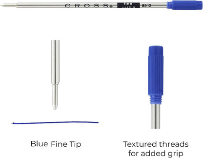 Cross Ballpoint Pen Refill - Blue - Fine - 2-Pack - Refill for Consistent Ink Flow - Quick-Drying &