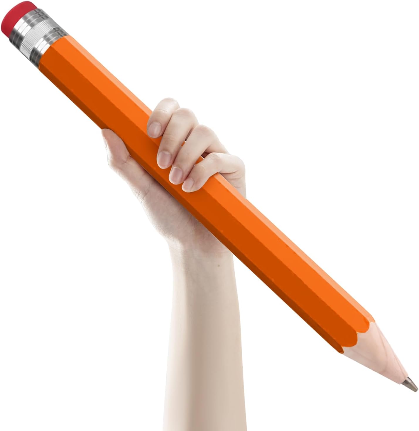 2 Pack Wooden Jumbo Pencil for Prop Gifts Decor 14 Inch Funny Big Novelty Pencil with Cap Yellow