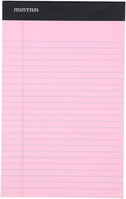Mintra Office Colorful Legal Pads - Includes 2 Blue, 2 Pink, and, 2 Green Writing Pads, Micro Perforated Lined Sheets, Ideal for Professional & Personal Use, 5"x8" Narrow Ruled, 6 pack Basic Pastel