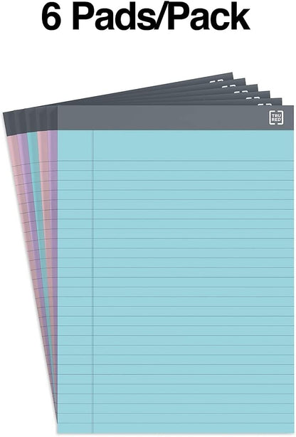 TRU RED Notepads, 8.5” x 11.75”, Wide Ruled, Canary, 50 Sheets/Pad, 12‑Pack