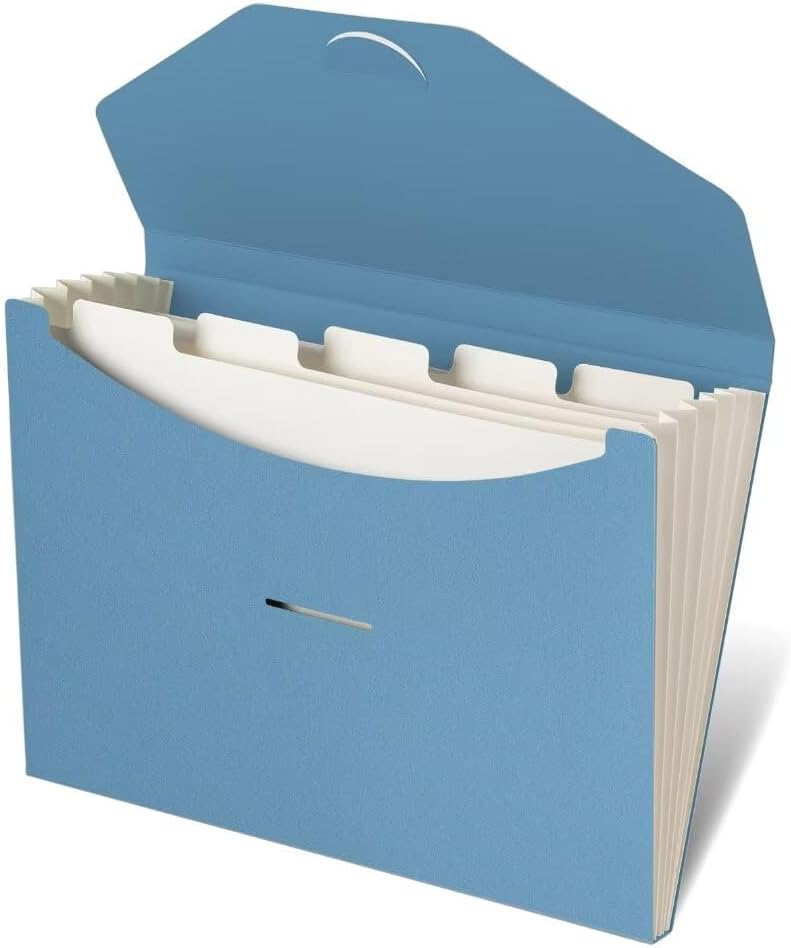 Blue Lake ECOLIFE Recyclable Paper 6-Pockets Expanding File Document Folder Plastic Free, Accordian File Organizer - A4 Letter Size, 200 Sheet Capacity for School, Office, Home Ruby