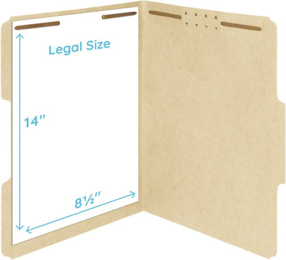 Blue Summit Supplies Blue File Folders with Fasteners, File Folders Legal Size, 1/3 Cut Reinforced Tabs, Durable 2 Prongs, Designed to Organize Standard Medical or Law Files, 50 Pack