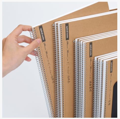 Maruman Spiral Note Basic Lined Notebook- A4, 11.69" x 8.98", 80 Sheets / 160 Pages, 6.5mm Narrow Ruled Journal, Perforated Pages & Wire-Bound to Lay Flat, Sturdy Kraft Cover, Made in Japan