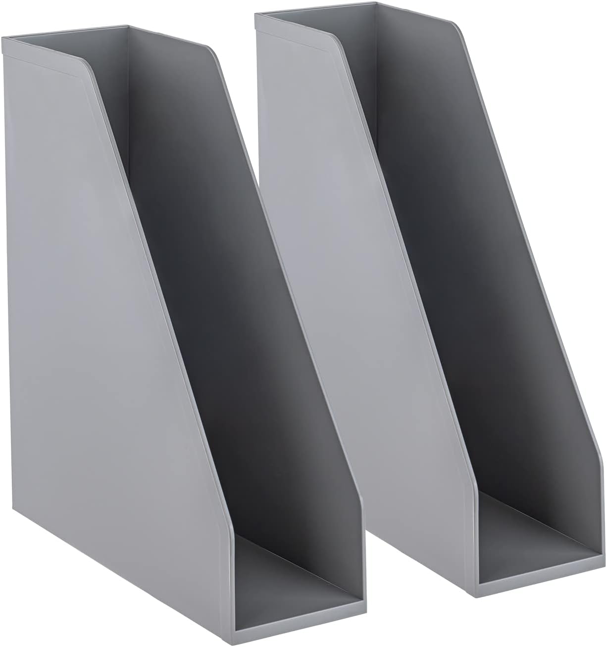 carrotez Open Front Magazine File Holder, Plastic Magazine Rack, Vertical File Organizers for Desk, Office Organization Essentials, 10.8" x 3.7" x 12.6" - 2 Pack, White