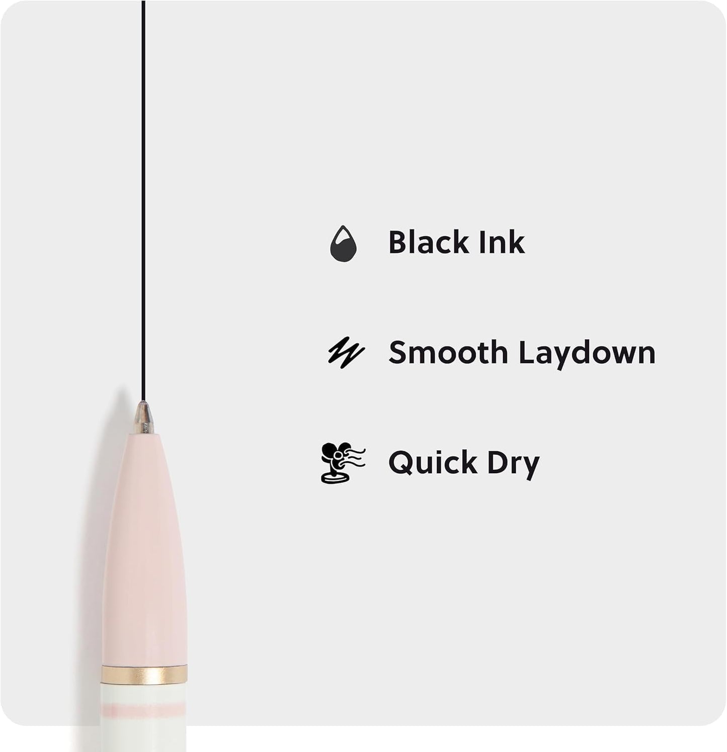 U Brands Midnight Monterey Ballpoint Pens, 4 Count, Black Soft Touch, Painted Black Details, Bold (1.0 mm) Point, Black Ink