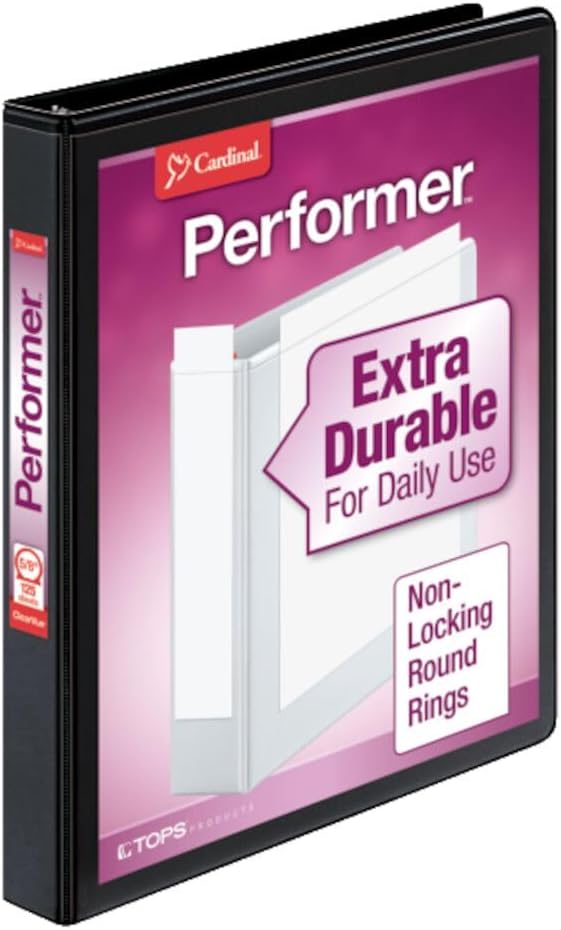 Cardinal Binder Performer with ClearVue Covers, 1.5" Round Rings, 350-Sheet Capacity, White