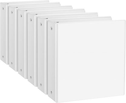CIXILDTS 0.5-inch Round Ring Binder, Durable 1/2" 3 Ring Binder Fit Letter Size Paper, Presentation View Binders, White,12-Pack