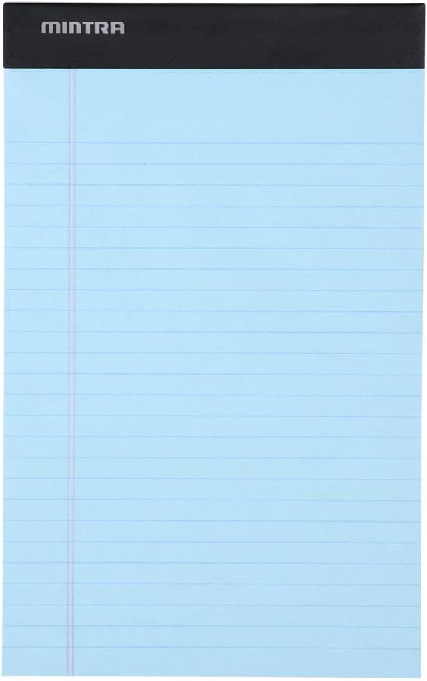 Mintra Office Colorful Legal Pads - Includes 2 Blue, 2 Pink, and, 2 Green Writing Pads, Micro Perforated Lined Sheets, Ideal for Professional & Personal Use, 5"x8" Narrow Ruled, 6 pack Basic Pastel
