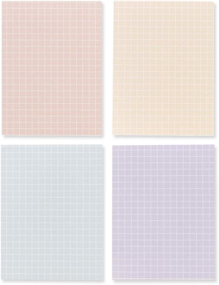 Monolike Memopad Memories design B SET - 4 Packs, 4 Different Designs, 100 Sheets Per Pad, Total 400 Sheets, Note pads, Writing pads, 3.15 x 4.17 Inches