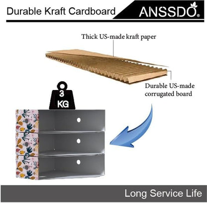 ANSSDO 6 Pack Cardboard Magazine Holder - Premium Magazine File Organizer, Large Volume Storage Box as Book Bins or Folder Holder for Desk - Teal Floral