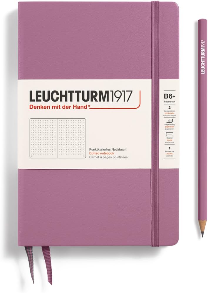 LEUCHTTURM1917 - Notebook Hardcover Paperback B6+ - 219 Numbered Pages for Writing and Journaling (Stone Blue, Ruled)