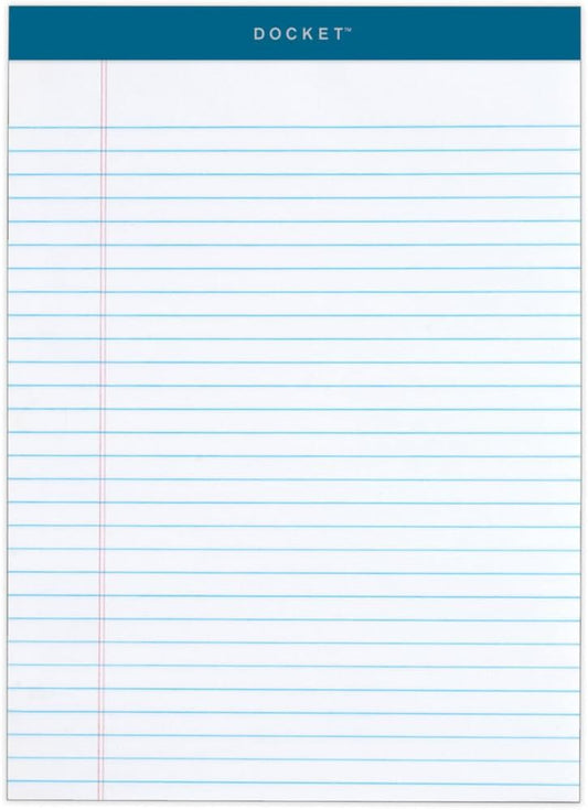 TOPS Docket Writing Pads, 8-1/2" x 11-3/4", Legal Rule, White Paper, 50 Sheets, 12 Pack (63410)