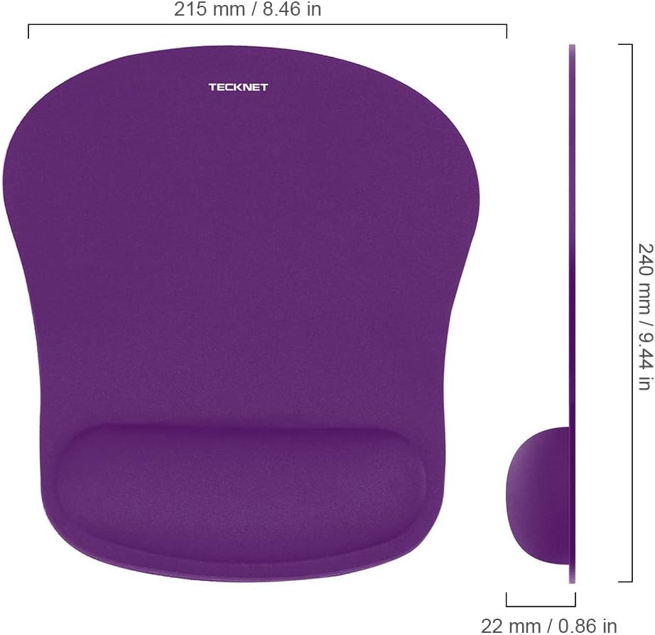 TECKNET Mouse Pad with Wrist Support, Ergonomic Gaming Mouse Pad Pain Relief, Portable Comfortable Mousepad for Computer, Laptop, Office, Home and Travel, Non-Slip Base, Waterproof Surface, Black