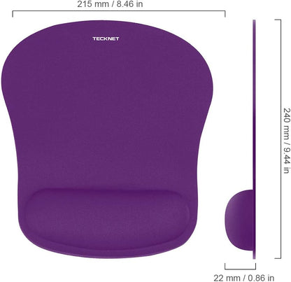 TECKNET Mouse Pad with Wrist Support, Ergonomic Gaming Mouse Pad Pain Relief, Portable Comfortable Mousepad for Computer, Laptop, Office, Home and Travel, Non-Slip Base, Waterproof Surface, Black