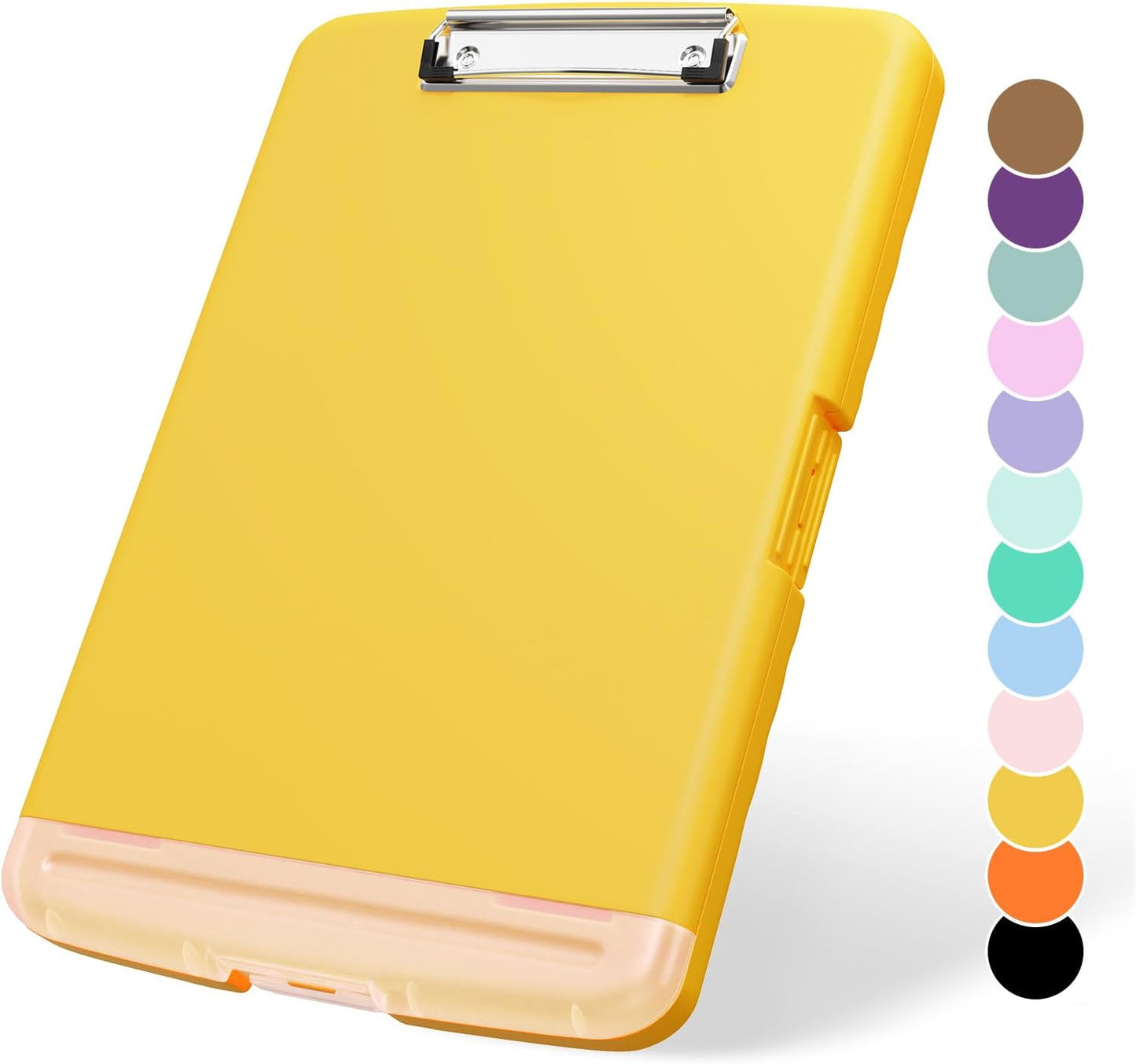 Plastic Clipboard with Storage, 8.5 x 11 Storage Organization Box Side-Opening, Heavy Duty Clip Board with Pen Holder and Paper Folder for Nurses, Teachers, Office & School Supply, Orange