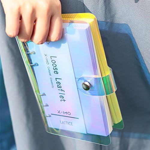 A6 A5 6-Holes Colorful PVC Cover Round Ring View Binder with Snap Button Closure File Folder for Loose Leaf Sheet Protectors Notebook Refill (Pink Daisy, A5 Mini Set) - Colors B