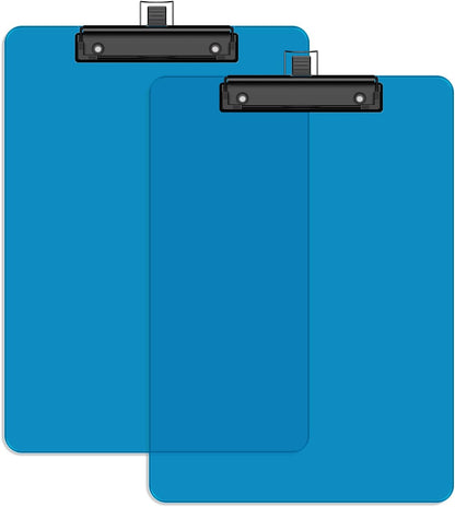 2 Pack Black Clipboard with Pen Holder, 8.5 x 11 Plastic Clip Boards with Black Low Profile Clip, Letter Size for Classroom, Teacher, Students, School, Office Supply