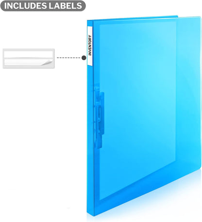 CRANBURY Punchless Clamp Binder (Dusky Gray), Ringless Binder Holds 100 Letter Size Pages, Documents, 8.5x11 Folder with Metal Clip for Home or Office, Transparent Acid-Free Poly