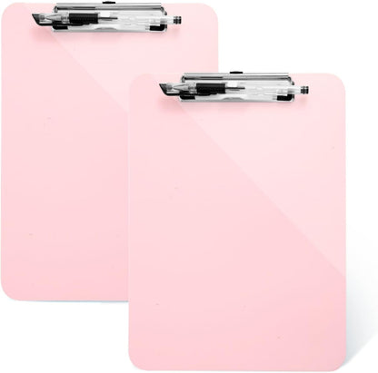 Pink Plastic Clipboard,Nursing Clipboard,Standard Letter A4 Size,Heavy Duty Clip Boards 8.5x11,Cute Clipboards with Pen Holder for Women Kids Students,School Office Home Work