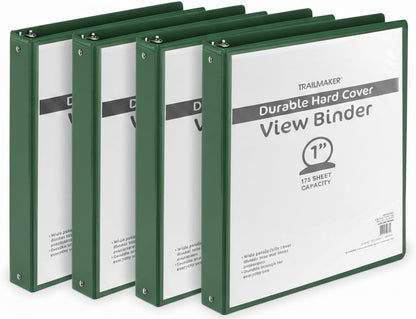 Trail Maker 1 inch Binders (50 Pack), 3 Ring Hardcover Binders in Bulk with Clear View Cover, Pockets for Classroom, Office, Portfolios | Bulk School, Teacher, Office Supplies (White Only Pack)