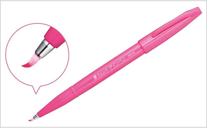 Pentel Fude Touch Sign Pen, Pink, Felt Pen Like Brush Stroke (SES15C-P)