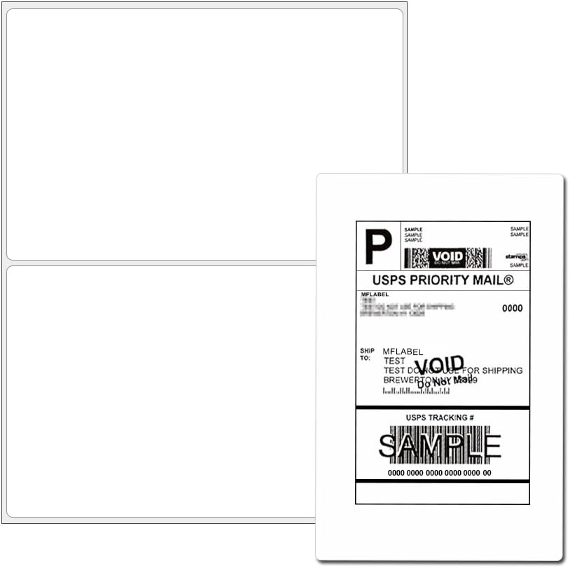 MFLABEL Half Sheet Shipping Labels - 200 Self Adhesive Sticker Sheets for Laser & Inkjet Printers, Waterproof & Smudge-Free, with 12 Free Fragile Labels for Packaging, Shipping and Crafting - Colors A