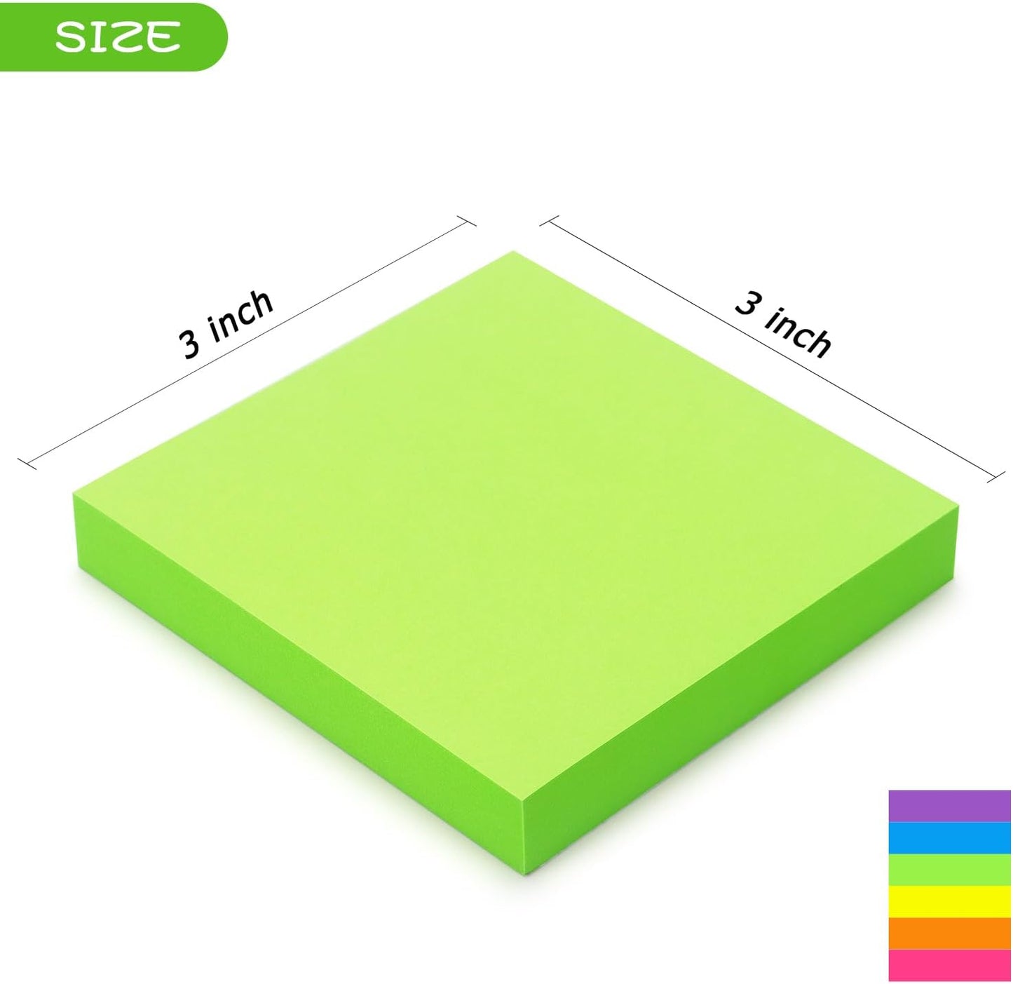 Early Buy Pop Up Sticky Notes 3x3 Refills Self-Stick Notes 6 Pads, 6 Bright Colors, 100 Sheets/Pad (6 Bright)
