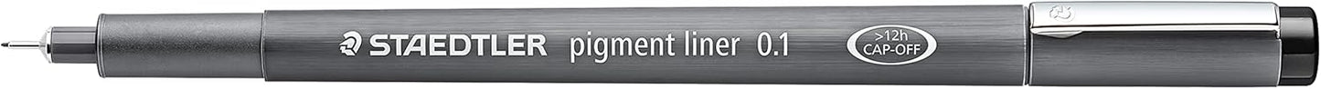 Staedtler Pigment Liner Pack, Black, 8 Pens, Assorted Line Widths, 0.05mm, 0.1mm, 0.2mm, 0.3mm, 0.5mm, 0.8mm, 1.0mm, 1.2mm