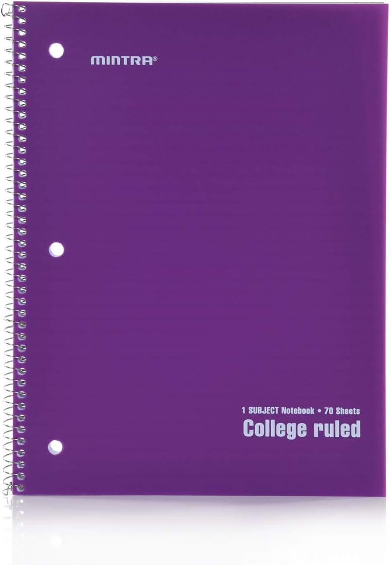 Mintra Office Spiral Notebooks, Wirebound, Journals for School, Work, Business, Aesthetic Stationery, Writing Pads, Teacher & Student Supplies (6, Pastel, College)