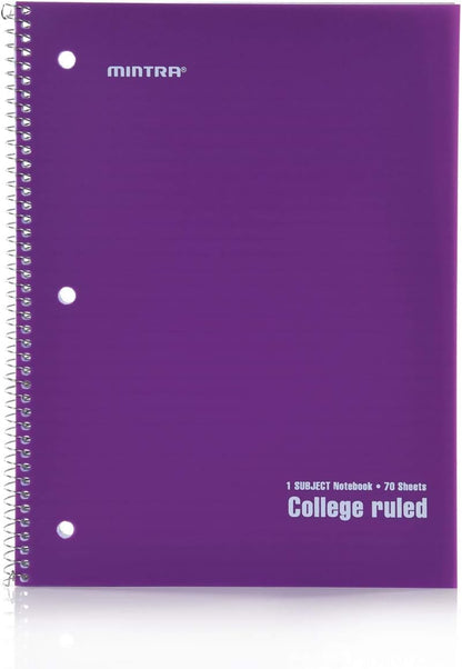 Mintra Office Spiral Notebooks, Wirebound, Journals for School, Work, Business, Aesthetic Stationery, Writing Pads, Teacher & Student Supplies (6, Pastel, College)