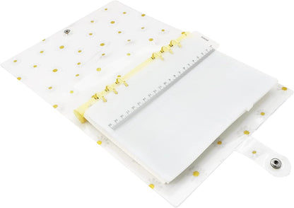 A6 A5 6-Holes Colorful PVC Cover Round Ring View Binder with Snap Button Closure File Folder for Loose Leaf Sheet Protectors Notebook Refill (Pink Daisy, A5 Mini Set) - Colors B
