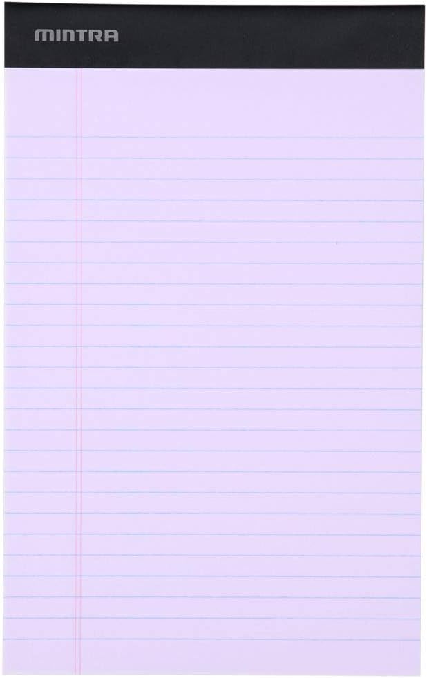 Mintra Office Colorful Legal Pads - Includes 2 Blue, 2 Pink, and, 2 Green Writing Pads, Micro Perforated Lined Sheets, Ideal for Professional & Personal Use, 5"x8" Narrow Ruled, 6 pack Basic Pastel