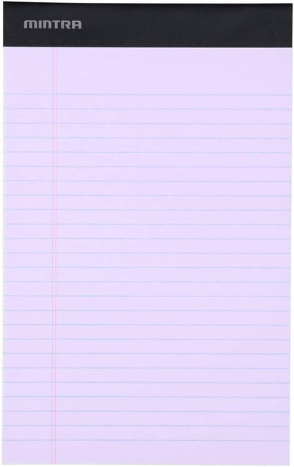 Mintra Office Colorful Legal Pads - Includes 2 Blue, 2 Pink, and, 2 Green Writing Pads, Micro Perforated Lined Sheets, Ideal for Professional & Personal Use, 5"x8" Narrow Ruled, 6 pack Basic Pastel