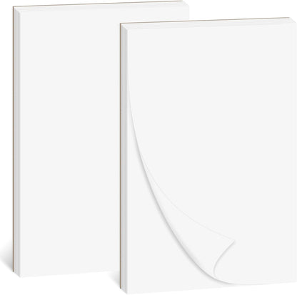 Whaline 5.5 x 8.5 Inch Blank Notepads 2 Pack White Scratch Pads 50 Sheets Each Pad Large Memo Pads with Cardboard Backing for Back to School Classroom Home Office Supplies
