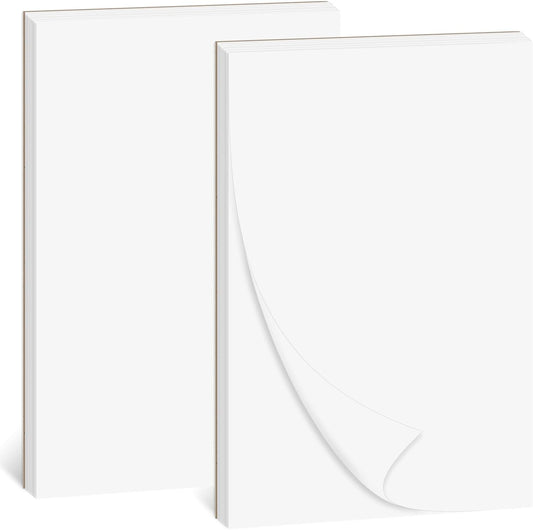 Whaline 5.5 x 8.5 Inch Blank Notepads 2 Pack White Scratch Pads 50 Sheets Each Pad Large Memo Pads with Cardboard Backing for Back to School Classroom Home Office Supplies