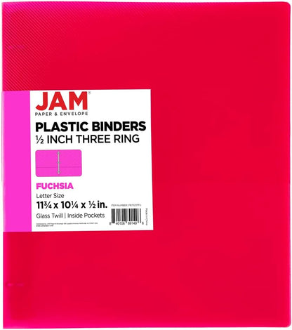 JAM PAPER Plastic 0.75 inch Binder - Clear 3 Ring Binder - Sold Individually