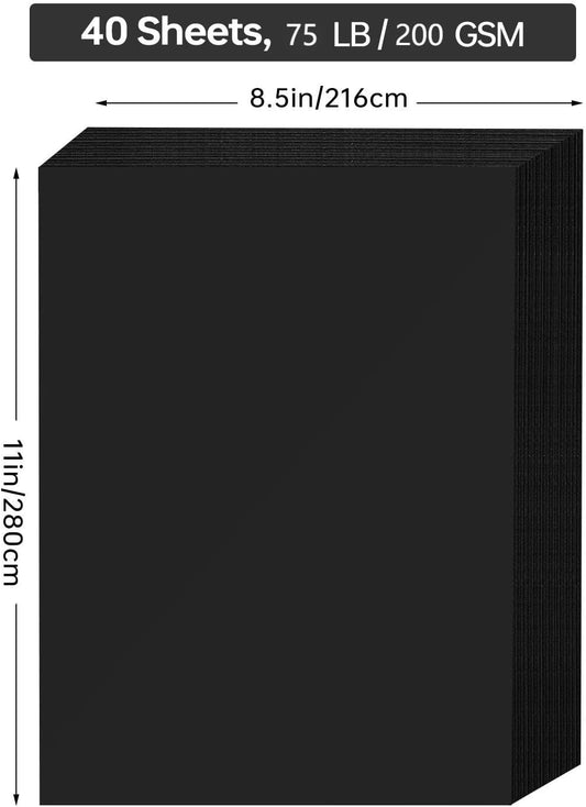 White Cardstock 8.5 x 11, 40 Sheets Card Stock, 75 LB/200 GSM Thick Copy Paper, Cardstock Printer Paper for School & Office Supplies, Art, Watercolo, Craft, Drawing, Invitations, Menus, DIY Cards