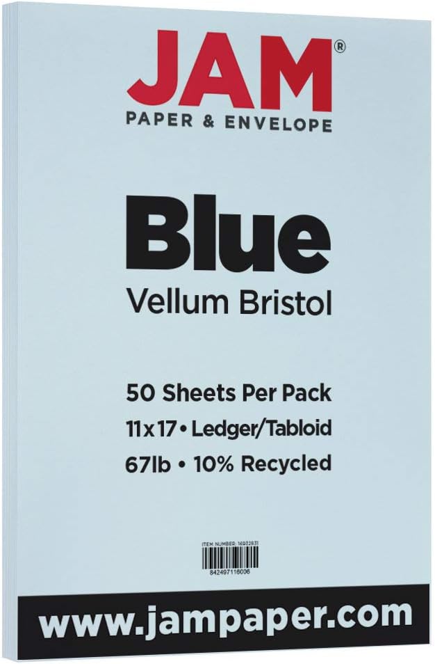 JAM PAPER Vellum Bristol 65lb Cardstock - 8.5 x 11 Coverstock - 147 gsm - Cream - 50 Sheets/Pack
