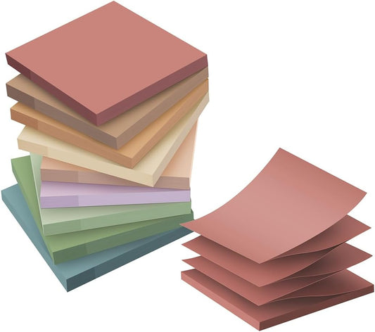 (18 Pack) Pop Up Sticky Notes Refill,3x3 in Popup Notepads,Accordion Stickies Super Sticking Power,Office School Memo Note Pads Vintage Colors,Post on Windows Doors,Recyclable,Easy to Write on