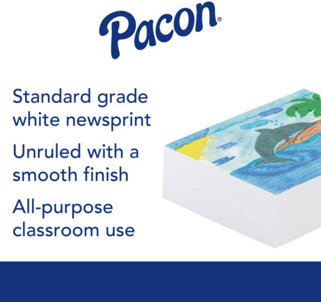 Pacon® Plain Newsprint, 8 1/2" x 11", Ream of 500 Sheets