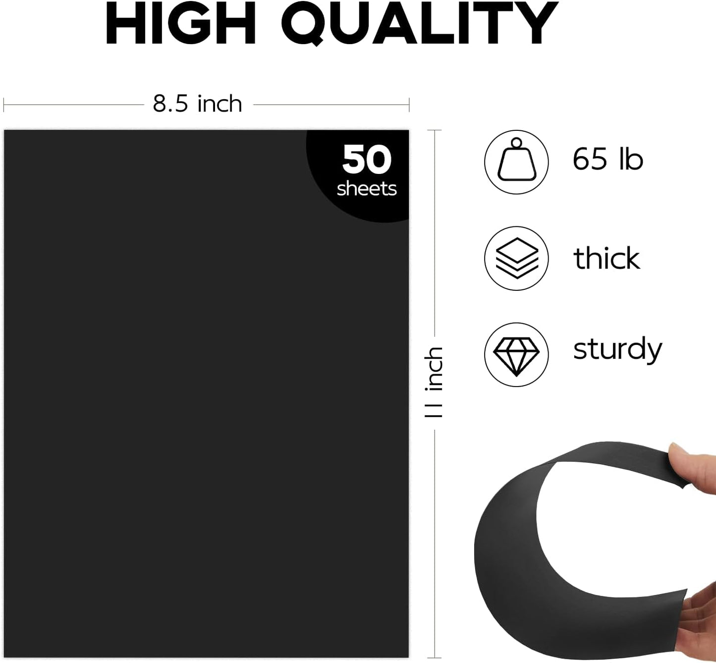 50 Pack White Cardstock 8.5 x 11 White Paper, Goefun 65lb Card Stock Printer Paper for Cards Making, Office Printing, Certificate
