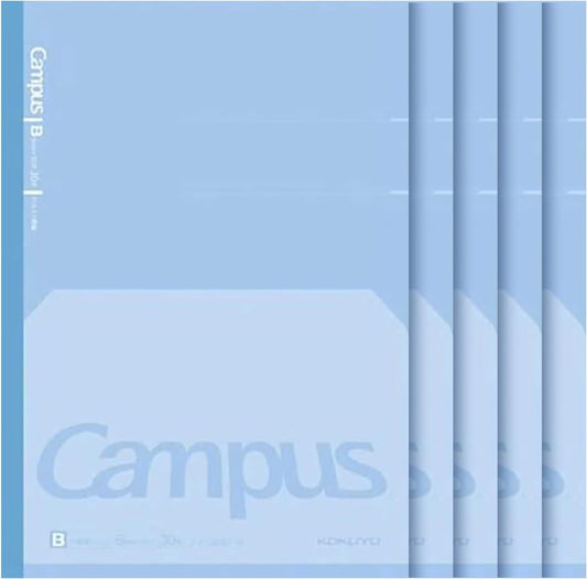 KOKUYO Campus Composition Kimochii Notebook, 5 Pack Feels Flat Semi-B5 Comp Book, Blue, Dot B 6mm Ruled, 30 Sheets School Lined Journal Notebook for Work Study Note Taking. Japan Import (NO-FL3CBT-B)