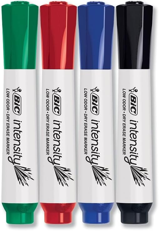 BIC Intensity Black Low Odor Dry Erase Markers, Fine Tip, 12-Count Pack of Erasable Markers With Low-Odor Ink for a Pleasant Writing Experience