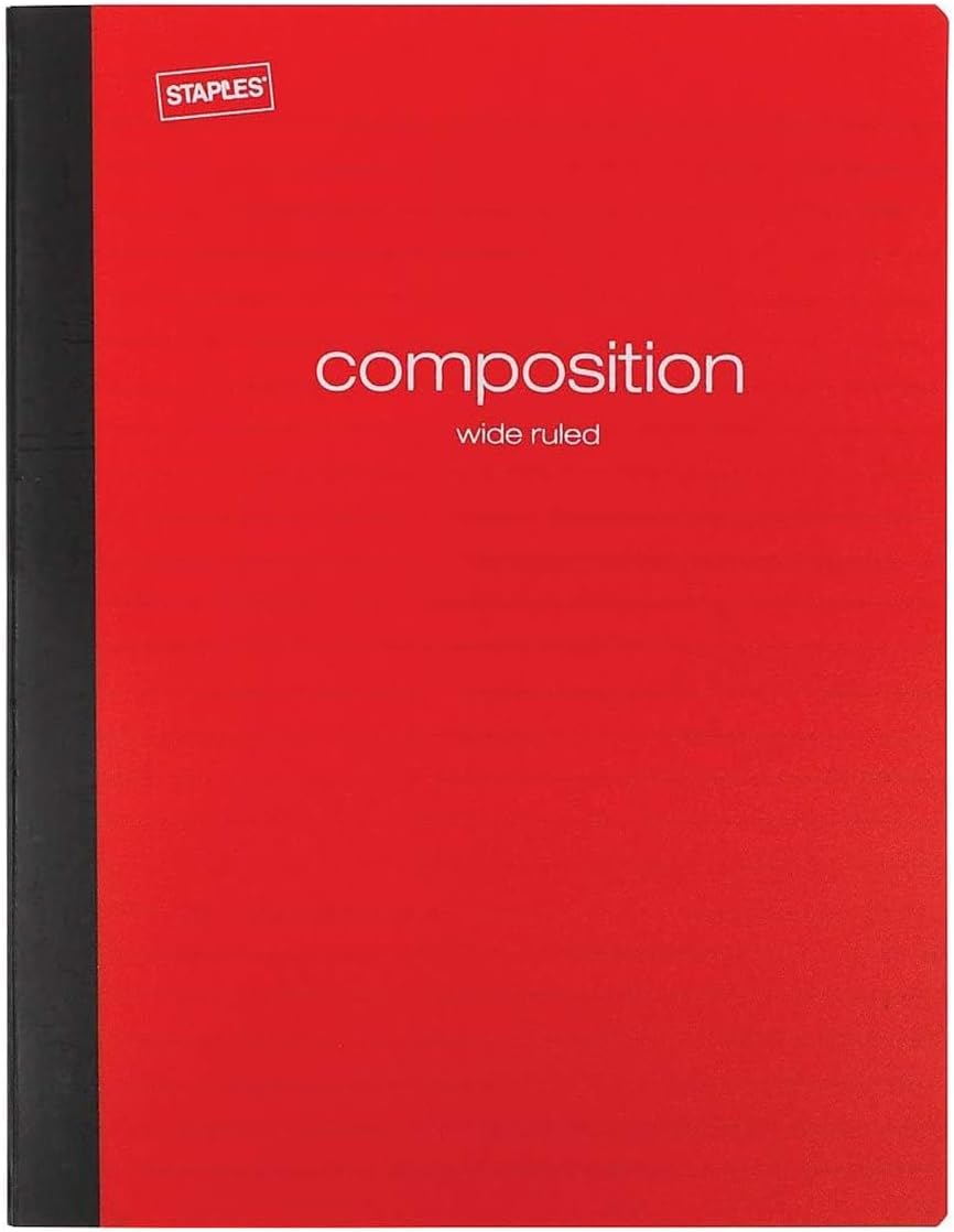 STAPLES Poly Composition Notebook, 9.75” x 7.5”, Wide Ruled, 70 Sheets, Assorted Colors
