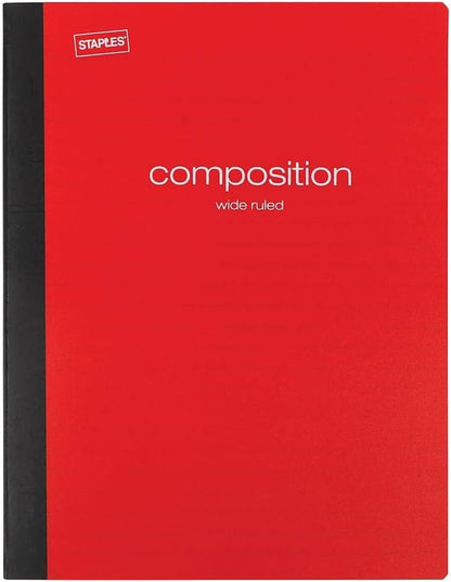 STAPLES Poly Composition Notebook, 9.75” x 7.5”, Wide Ruled, 70 Sheets, Assorted Colors