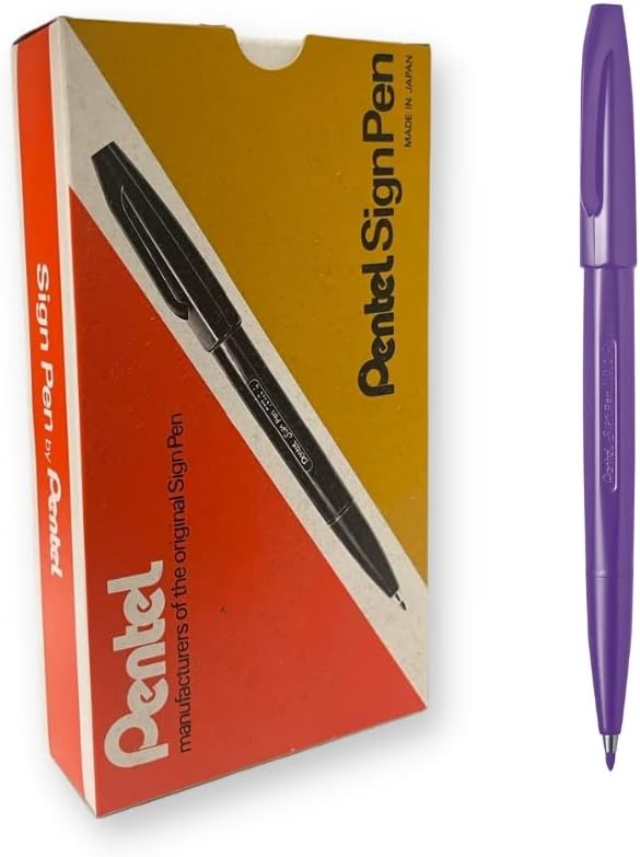Pentel Sign Pen, Fiber-Tipped, Black Ink (S520-A), Box of 12